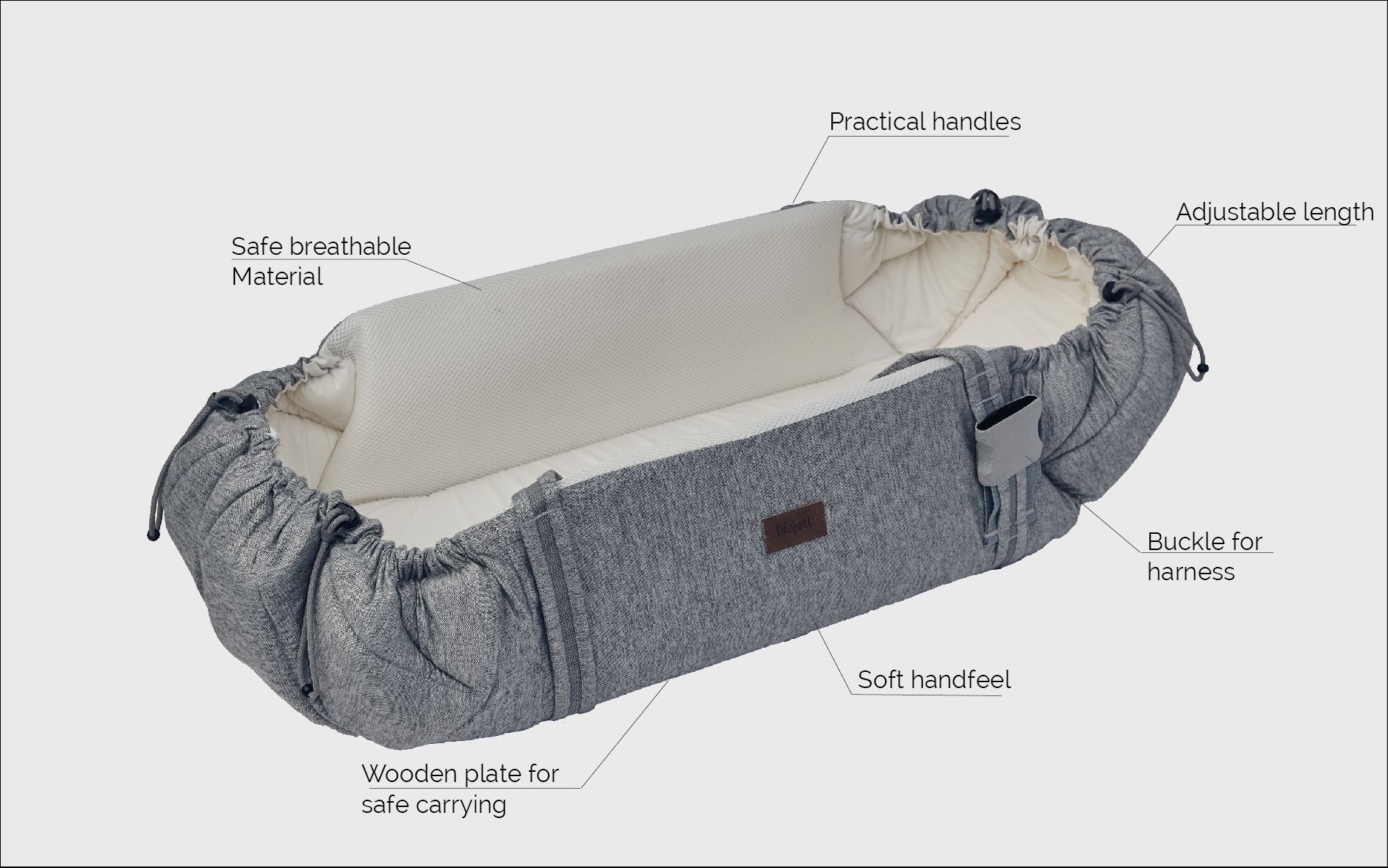 Najell SleepCarrier Babynest, Morning Grey